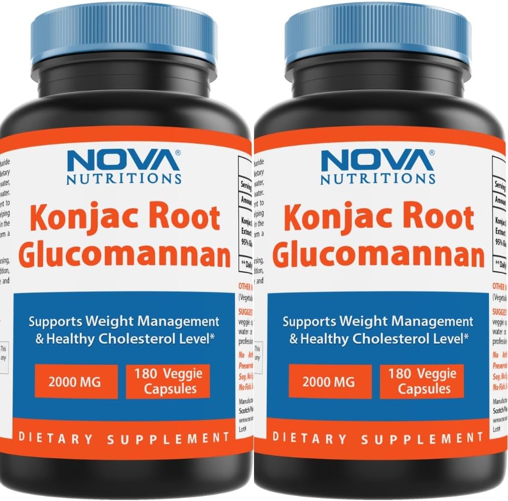 Nova Nutritions 2パックKonjac Rootグルコマンナンカプセル2000mg / サービングベジーキャップ180カウント(合計360カプセル)