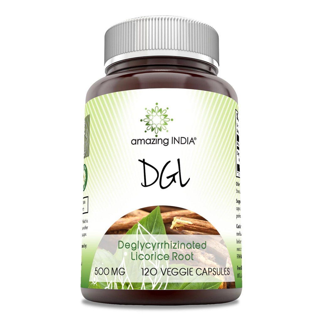 驚くべきインドDGL 500 mg 120ベジギーカプセルサプリメント | 非GMO |グルテンフリー