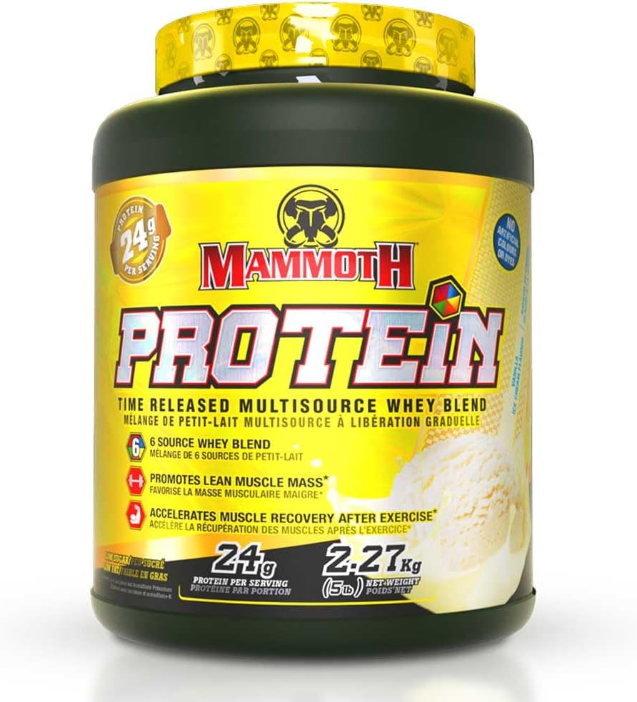 MAMMOTHのプロテイン粉、高いプロテイン シェーク、Superior TIME-RELEASE FORMULA、WHEYのプロテインの濃縮物及びISOLATE、HYDROLYZED WHEY及びミルクのプロテインISOLATE、CASEIN、6 BIOAVAILABLEの酪農場の調達、低いSegAR、Vila、5 LB