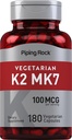 パイピングロック K2 MK7 ビタミンサプリメント | 100 mcg | 180 ベジタリアンカプセル | 女性用・男性用 | GMO・グルテンフリー