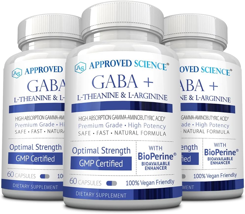 承認された科学GABA + - カルムを促進します, 睡眠を改善します, 気分をブースト - GABA, L-テアニン, L-アルギニン, ビタミンB6, バイオパイン - 高吸収 - 180カプセル - ビーガン