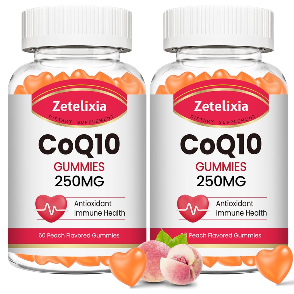 2つのパックCoQ10のグミー、5Xの細胞エネルギーおよび酸化防止サポートのためのよりよい吸収の補酵素Q10、120のピーチのグミー