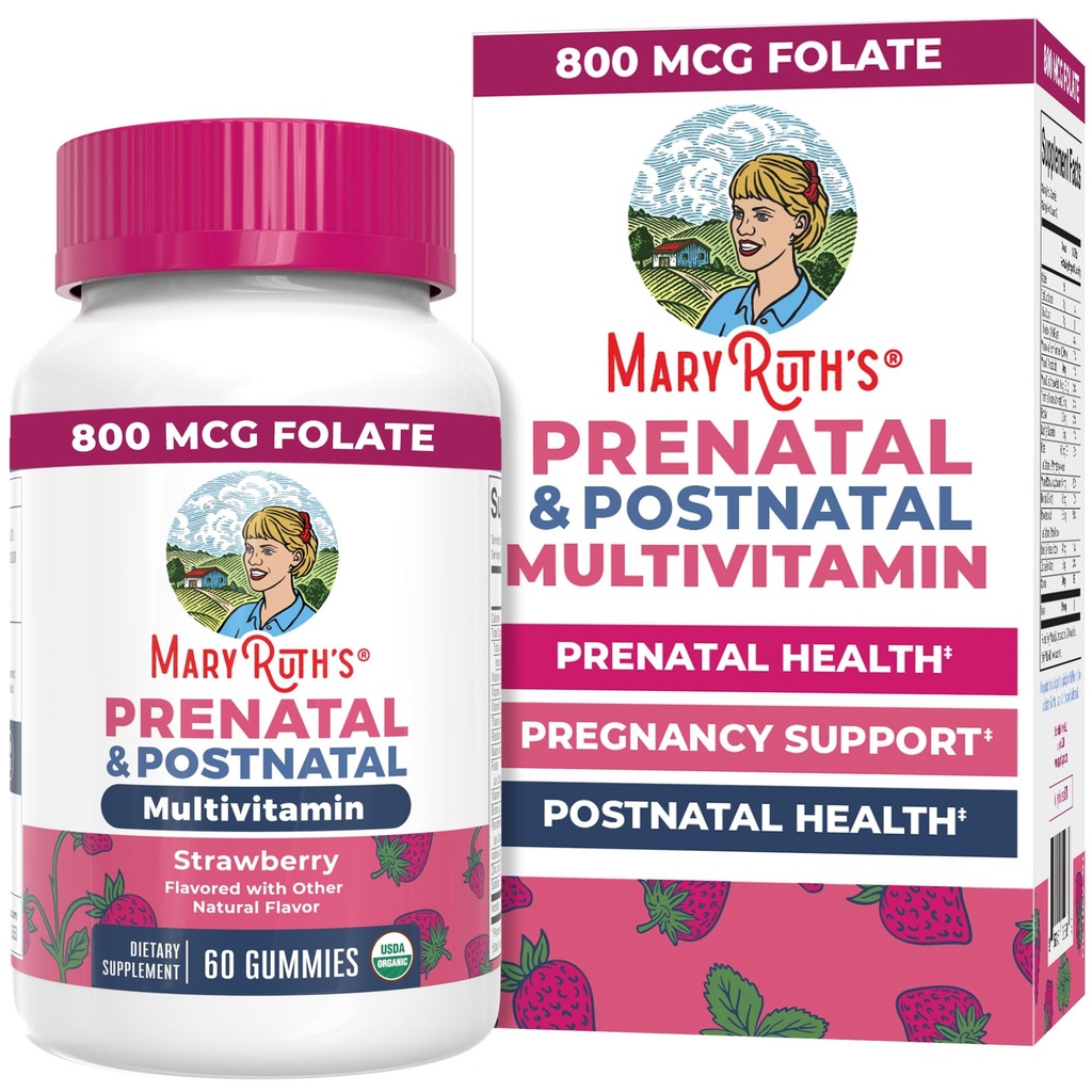 女性のためのMaryRuth Organic Prenatal Vitamins | USDA Organic Prenatal Gummies | 女性の授乳のためのPostnatal Vitamins | Methylfolate 800 mcg DFE | ヨウ素 | 完全菜食主義者の | GMO | 30 摂食