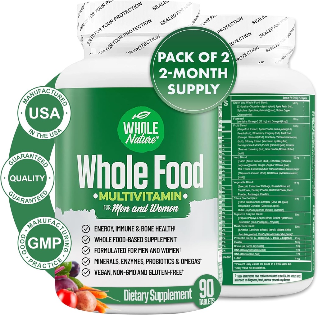 人および女性のための全食糧Multivitaminはミネラル消化酵素、プロバイオティクスおよびオメガと毎日のスーパーフードのビタミンを完了します。 植物ベースの多ビタミン、非GMO (2)
