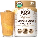 KOSオーガニック植物ベースのタンパク質パウダー、チョコレートピーナッツバター - おいしいビーガンプロテインパウダー - Ketoフレンドリー、グルテンフリー、酪農場無料&大豆無料 - 15のサービング