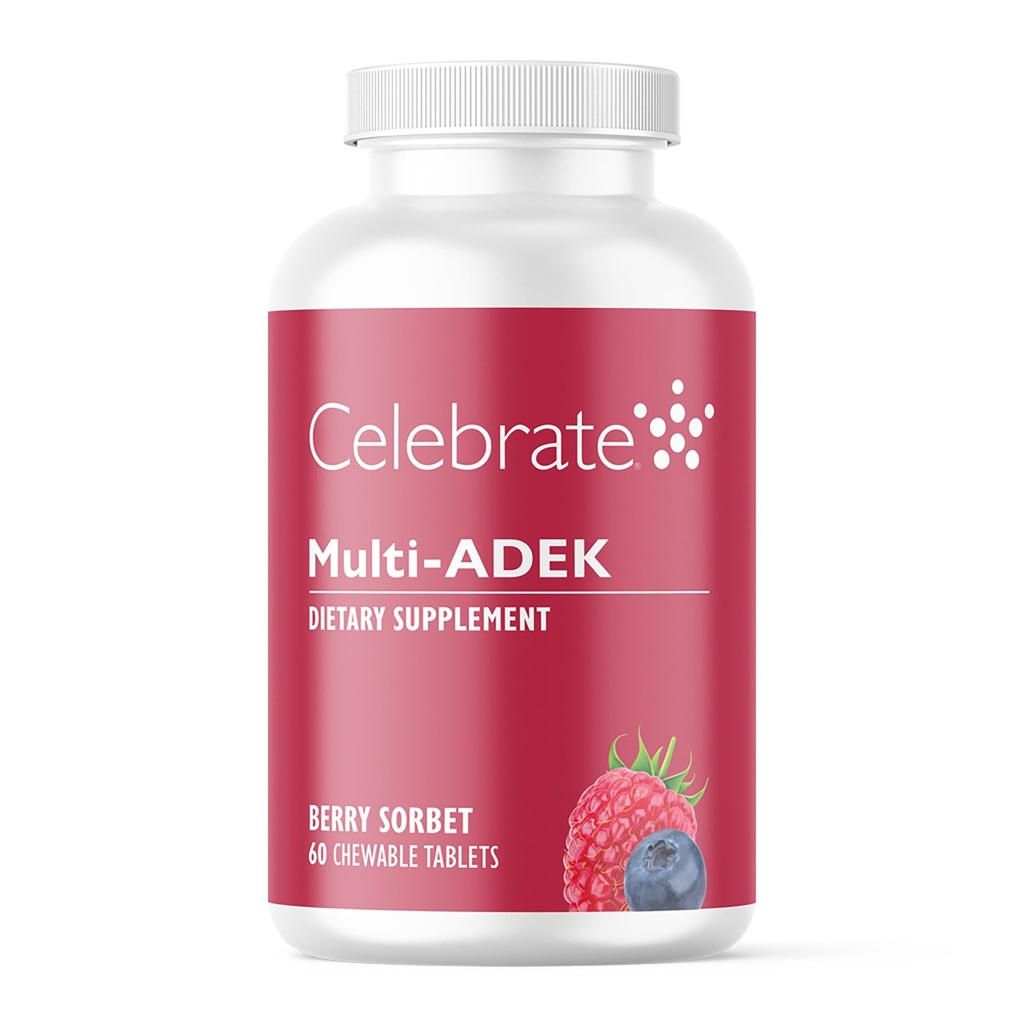 ビタミンマルチADEKの咀嚼剤、鉄の自由を祝う - 毎日のBariatric Multivitamin、ビタミンA、D、E、KおよびB12の高レベルDunalodeスイッチ手術患者 - ベリーソルバート(60錠)