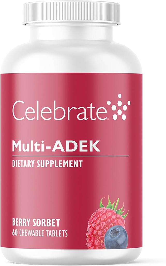 ビタミンマルチADEKの咀嚼剤、鉄の自由を祝う - 毎日のBariatric Multivitamin、ビタミンA、D、E、KおよびB12の高レベルDunalodeスイッチ手術患者 - ベリーソルバート(60錠)