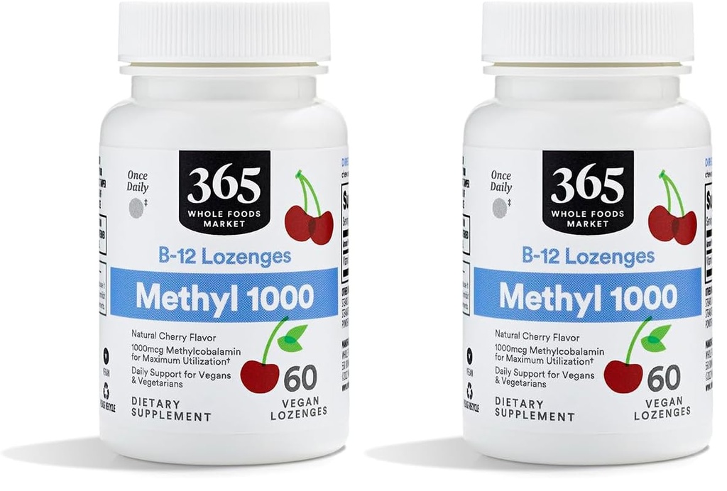 全食糧市場、メチルB-12は1000mcg、チェリーの味、60のct (2のパック)をロゼンジします