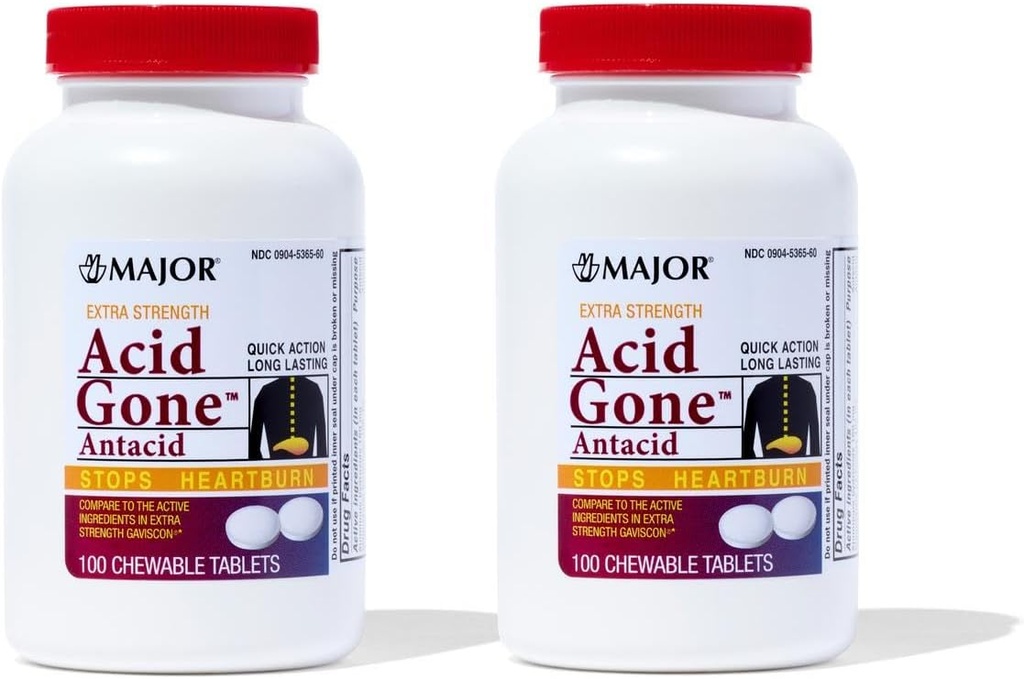 主要な酸の骨の余分強さのAntacidのChewableのタブレット-反酸の救助-大人のための酸の還流の薬-upsetの胃、酸の消化器およびHeartburnの救助-長持ち- 100計算(2パック)