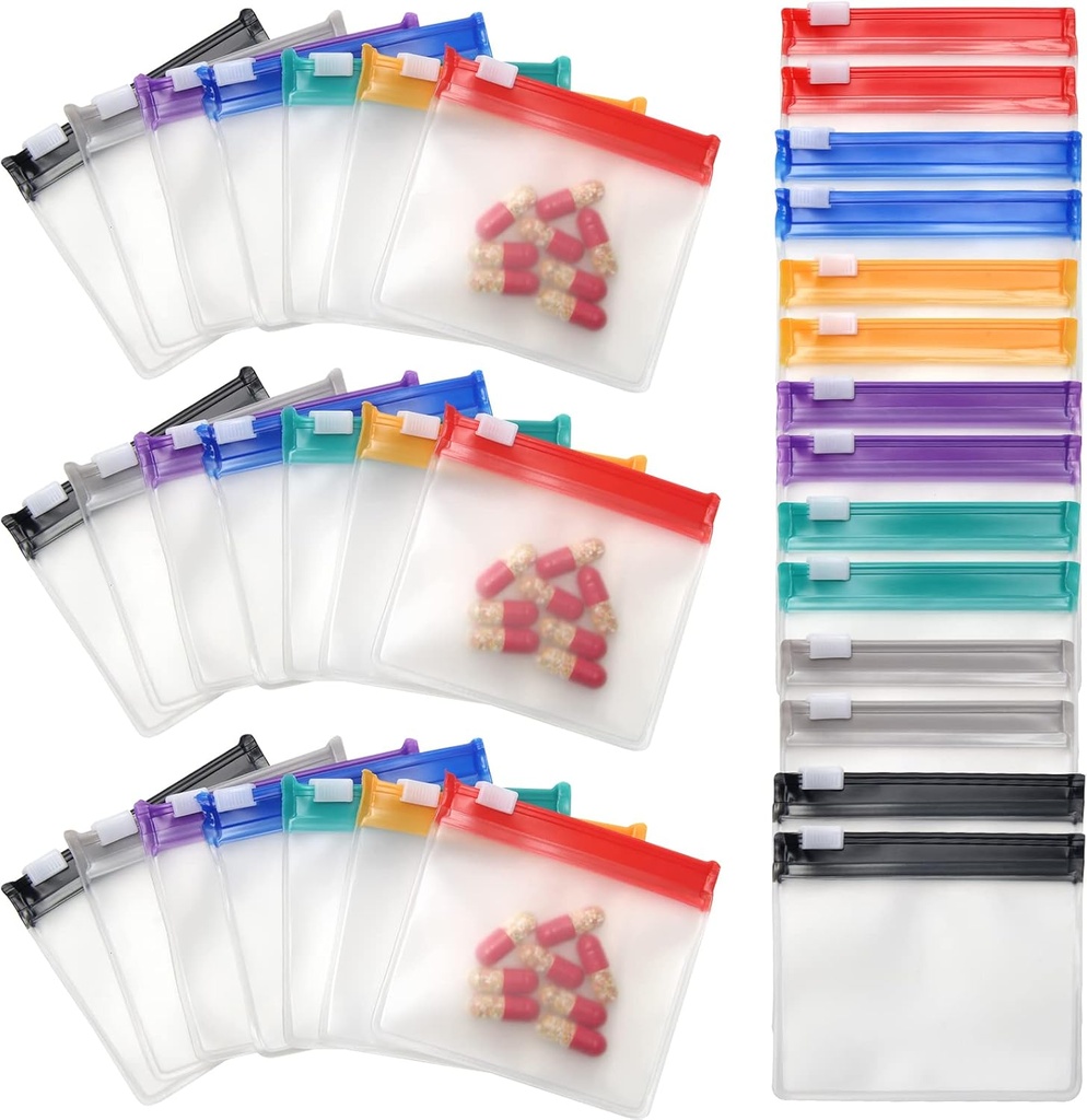 35&70部分のPillの袋は、薬袋の携帯用自己のシーリング旅行薬の小箱のためのZippered、anglecai再使用可能な丸薬の袋に入れます (35)