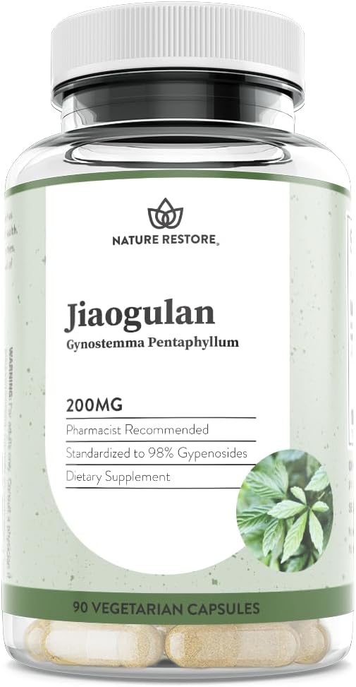 Jiaogulan Extract Supplement, Our Gynostemma Pentaphyllum is Standardized to 98 Percent Gypenosides, Natural AMPK Activator, Non GMO, Gluten Free, 90 Gynostemma Capsules, Vegan