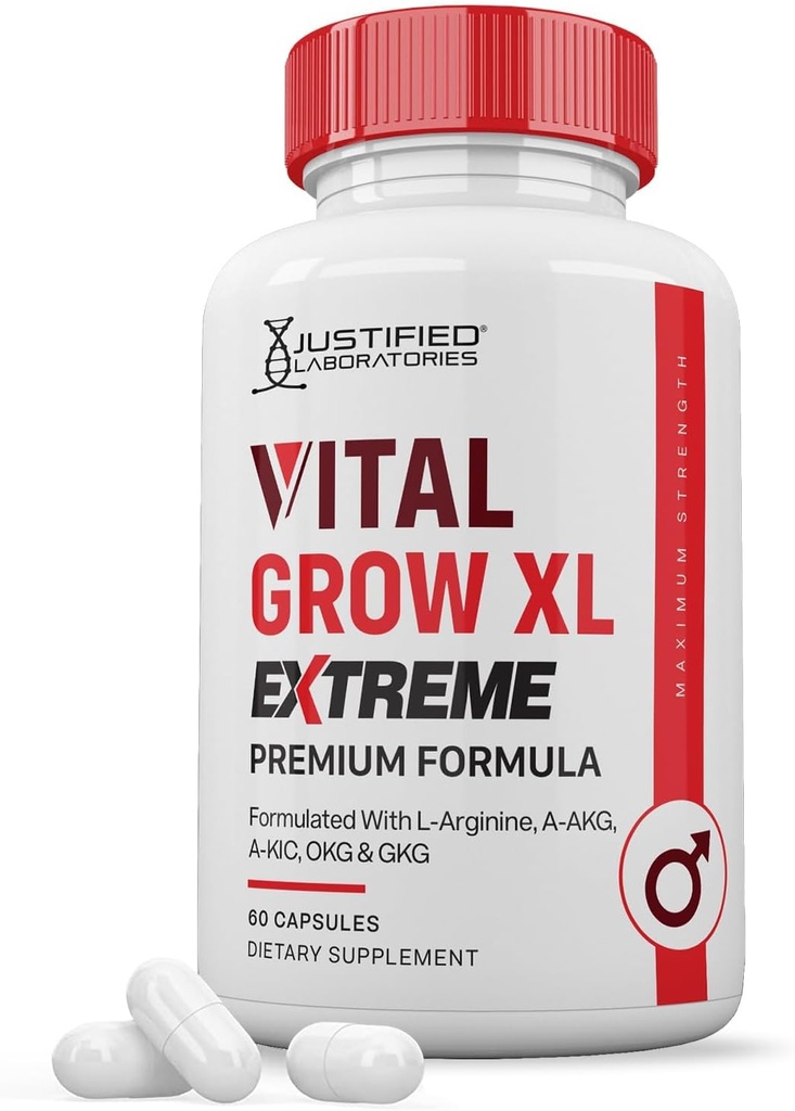 Justified Laboratories Vital Grow XL Extreme Pills 1600MG Premium Formula Proprietary Blend for Men's Health 60カプセル