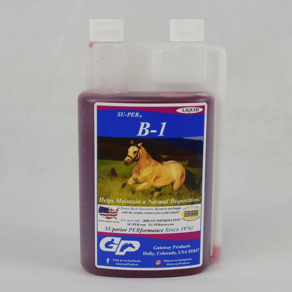 SU-PER B-1 馬の Calming の補足- Equine のビタミン B-1 サポート馬の Calmer の液体-馬のための食欲のブースターの補足- 1 クォーツ、2 パック