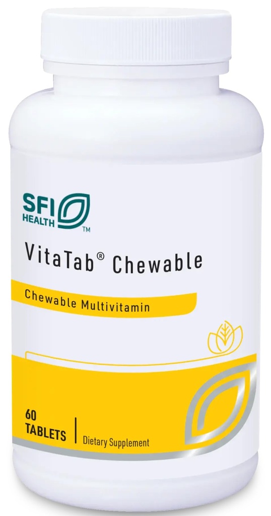 Klaire Labs SFI Health VitaTab Chewable - 子供のための24バイタル栄養素とマルチビタミン - 大人、天然チェリーオレンジ味、人工色、味、または保存料なし(60錠)