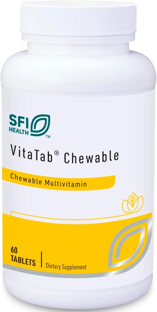 Klaire Labs SFI Health VitaTab Chewable - 子供のための24バイタル栄養素とマルチビタミン - 大人、天然チェリーオレンジ味、人工色、味、または保存料なし(60錠)