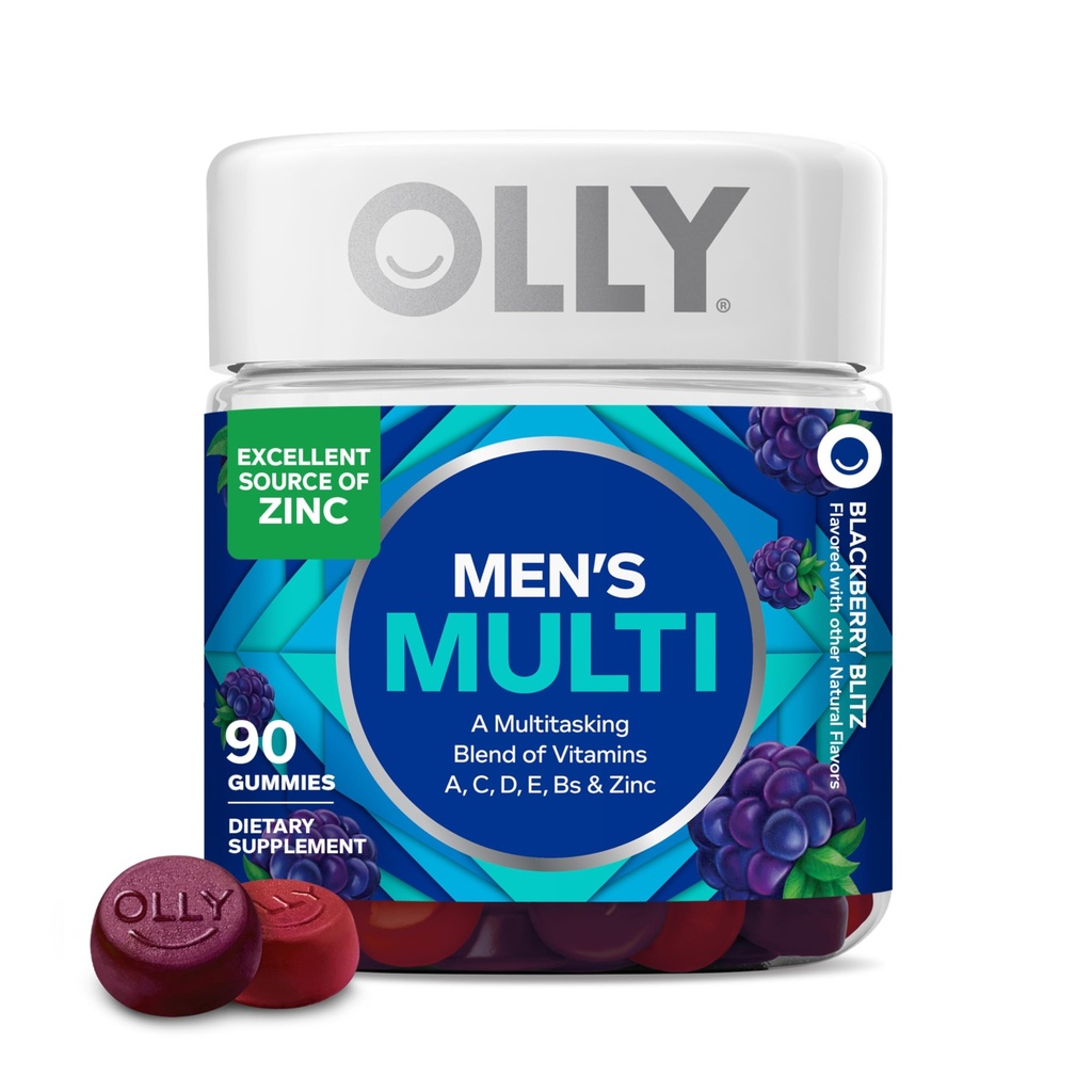 OLLYメンズマルチビタミンGummy、ビタミンA、C、D、E、B、亜鉛、ブラックベリー味、45日の供給 - 90カウント