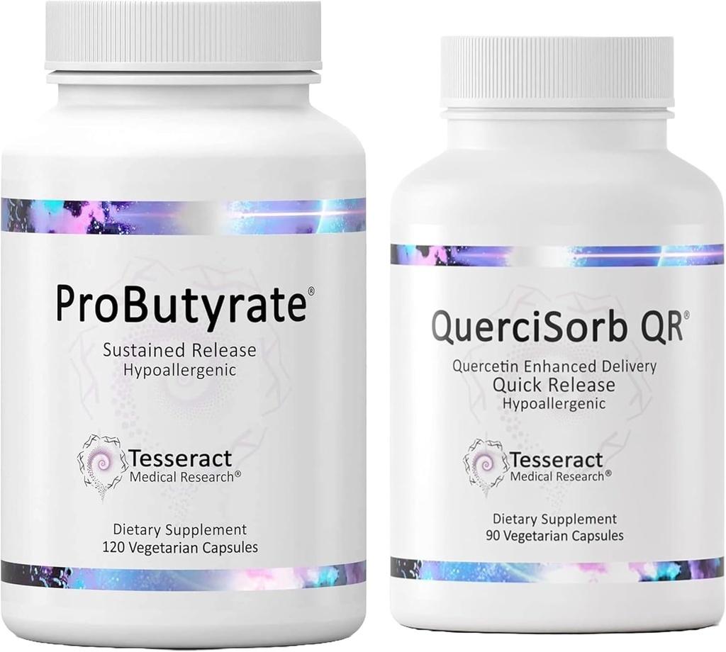 Tesseract Gut & Immuneサポートバンドル - ProButyrate 600mg & QuerciSorb Quercetin 400mg、120 + 90カプセル、Hypoallergenic、Gastrointestinal&Imme Health