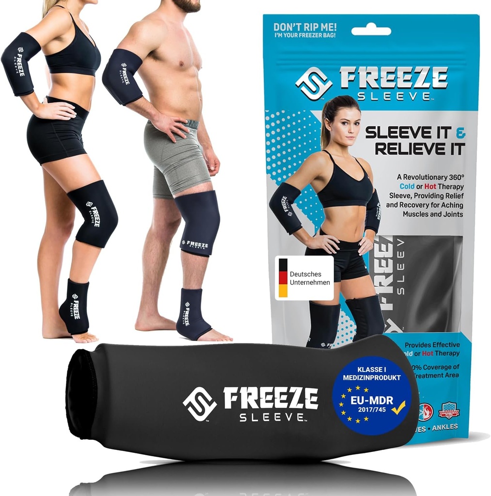 FreezeSleeve 氷&熱療法 圧縮スリーブ- 再使用可能な、適用範囲が広いゲル 熱い/冷たいパック、Knee、肘、足首、手首- 黒、X-Small のための 360 の適用範囲