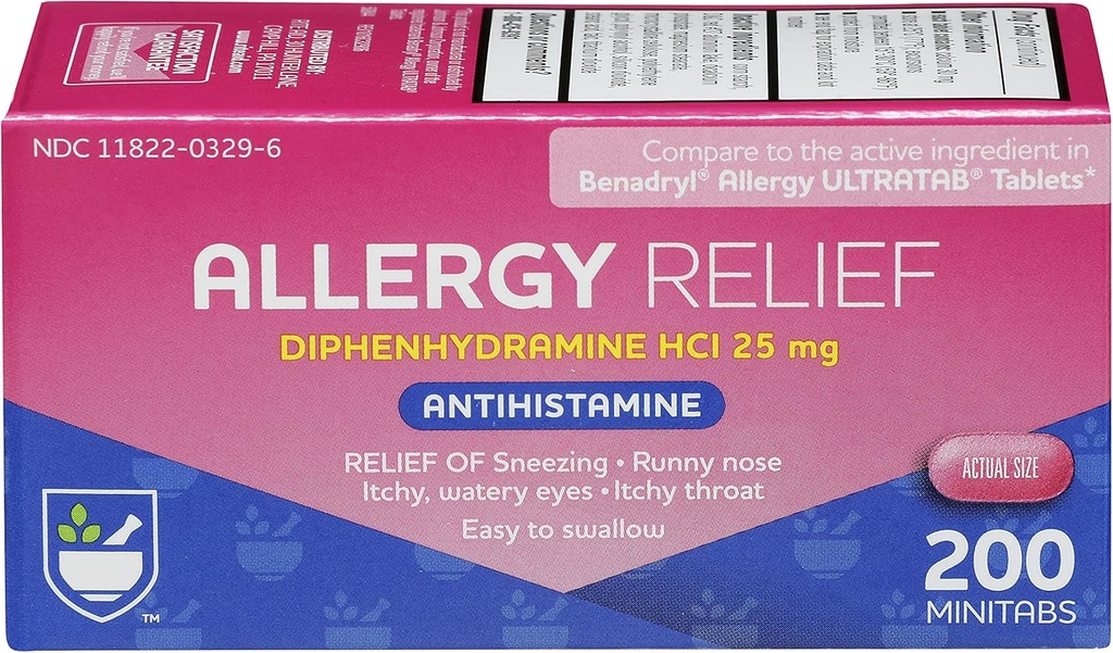 ダニエイド 抗ヒスタミン ジフェナヒアミンによるアレルギー救済 | アレルギー薬 | 簡単な飲みやすい小錠サイズ アレルギー救済 | 風邪・呼吸アレルギー薬(200カウント)