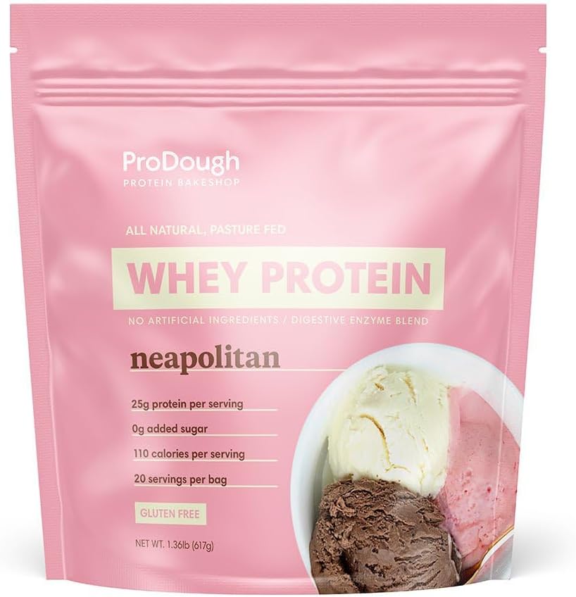ProDough グルメ Whey Isolate 加水化プロテインパウダー シェイク ミックス - 簡単に消化酵素ブレンド、25g タンパク質/サービング、天然成分、グルテンフリー、ケトフレンドリー(ナポリタン)