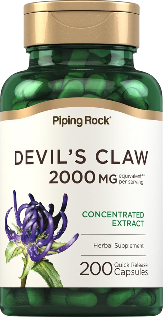 ピッピングロックデビルスクロー2000mg | 200カプセル | ハーブサプリメント | 濃縮エキス | 非GMO、グルテンフリー