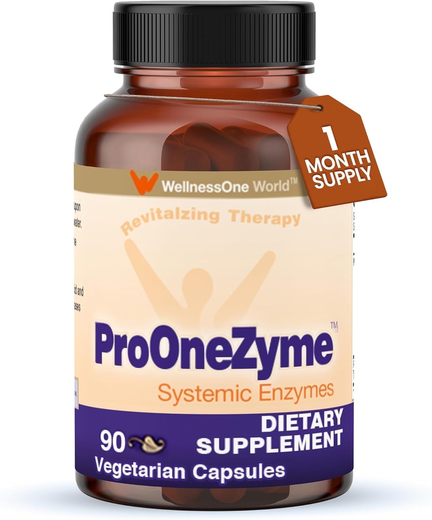 WellnessOne ProOneZyme消化酵素サプリメント - 消化、腸の健康、ガス救済と膨潤のための全身プロテオリン、ナトキナーゼ、プロテアーゼ、90カプセルが含まれています
