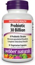 Webber Naturals Probiotics、高い効力、男性、女性および大人のための30 Billion CFU、棚の馬小屋(冷凍は必要としません)、消化器の健康のための8つのProbioticの緊張、30のベジタリアンのカプセル、