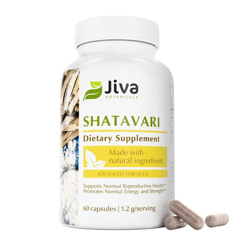 女性のためのジバ植物のShatavariのカプセル – ホルモンバランスのための1,200mg有機性Shatavariの粉, 女性の生殖力の健康 & 更年期障害サポート – 非GMO, ビーガン, グルテンフリー – 60カプセル