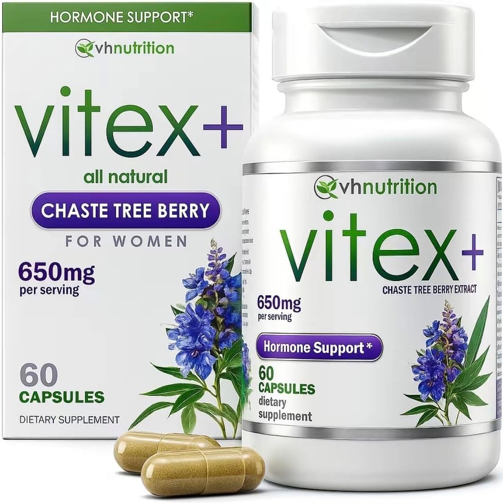 VH Nutrition VITEX+ | ウィメンズ ヴィテックス チェストベリー サプリメント | ホルモンバランス* と 不妊症サポート* | ヴィテックス ベリー エキス パウダー パウダー | 60カプセル