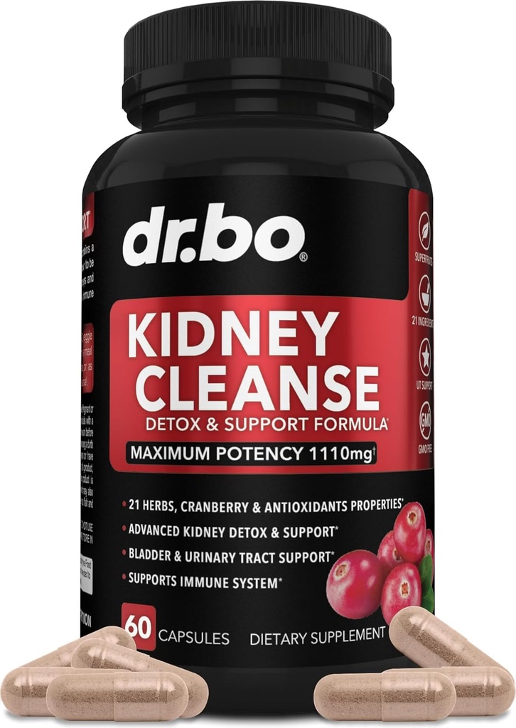 Kidney Cleanse Detoxサポートサプリメント - ナチュラルクランベリー、ジュニパーベリー、Buchu&Uva Ursi抽出物をサポート腎臓、膀胱&尿路の健康補助食品 - ハーブ腎ブレンドフォーミュラピル