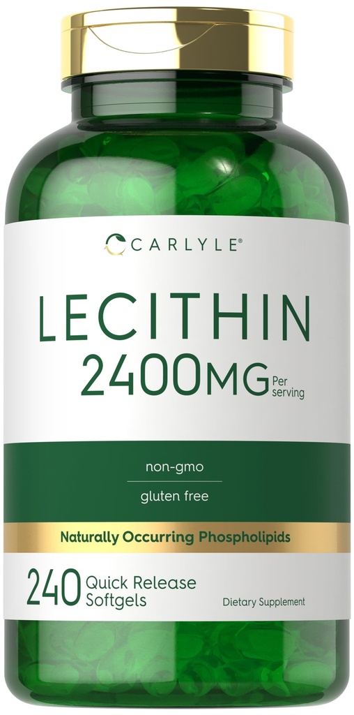 カルライルレシチンサプリメント | 2400mg | 240 Softgelカプセル | 天然由来のホスホリピド | ノンGMO、グルテンフリー
