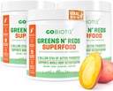 GOBIOTIXスーパーグリーンとレッドパウダー - 赤と緑のスーパーフード - プロバイオティックサプリメント - 消化酵素とビートルートパウダー - 有機食品栄養補助食品(マンゴー、3パック)