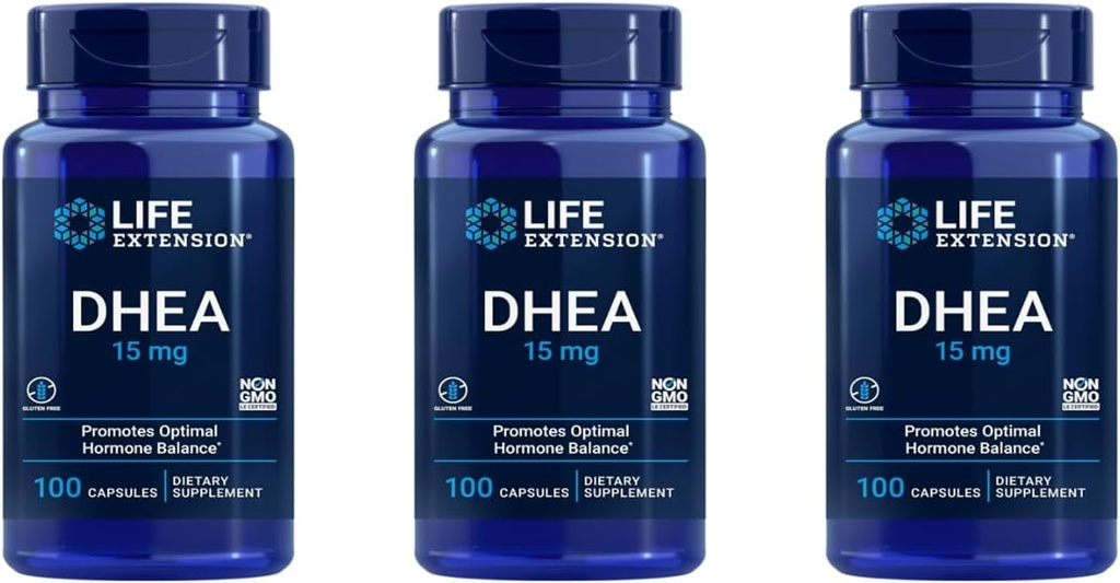 Life Extension DHEA, 15 Milligram, 100 Capsules (Pack of 3)