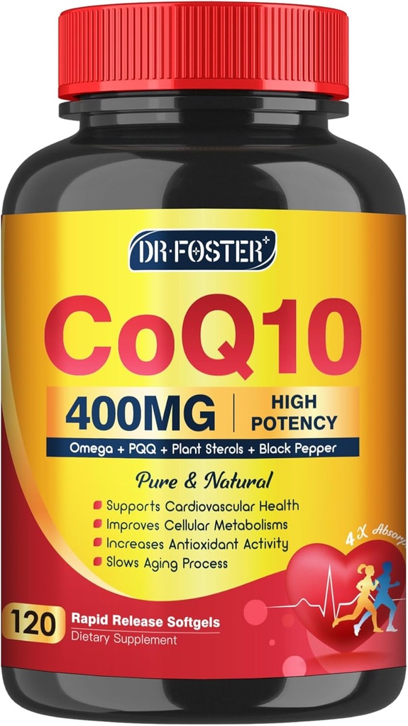 CoQ10 400mgのSoftGels COQ10 - CQ10の補酵素Q10の補足、プラスPQ、オメガ3およびビタミンE、心および細胞エネルギー、120のサービングのための