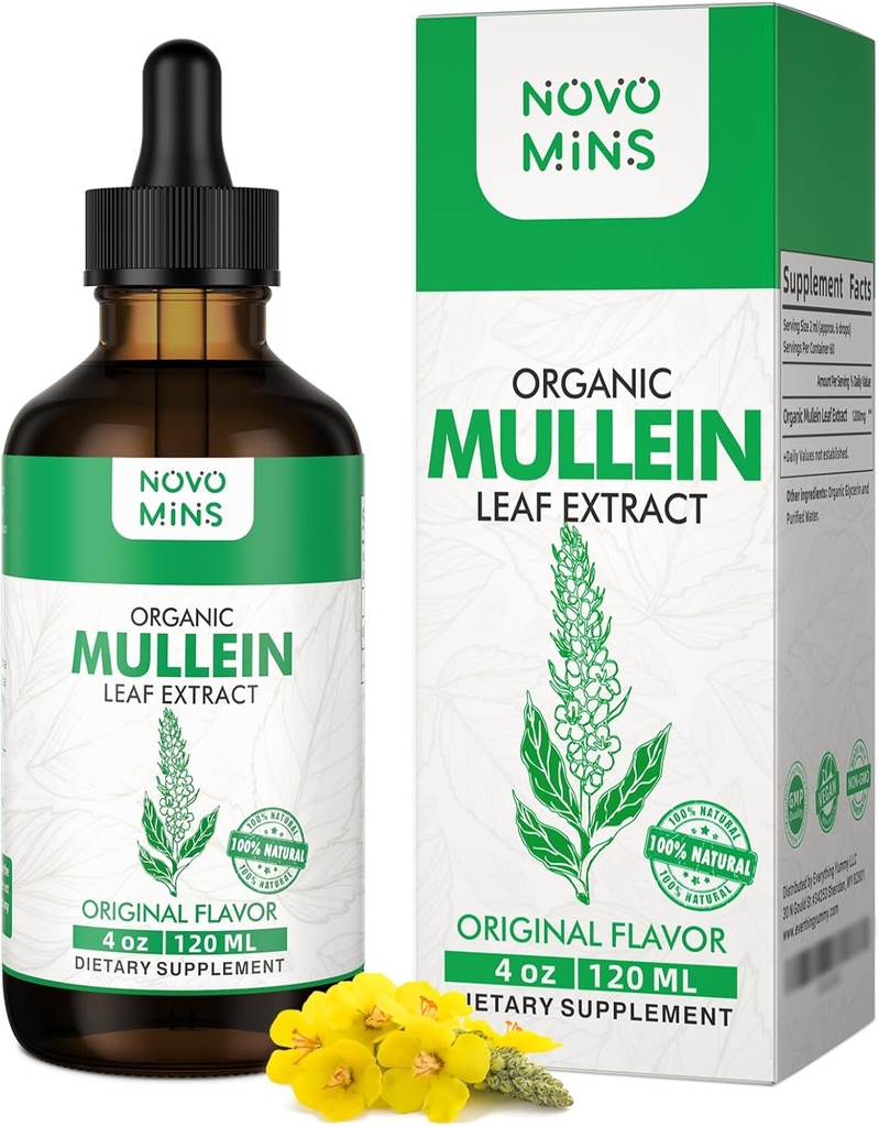 Mullein Leaf Tincture - Lung Cleanse - Vegan Lung Detox - Respiratory Health and Immune Support Drops - Natural Supplement Liquid Extract 4 fl.oz.Chlorophyll