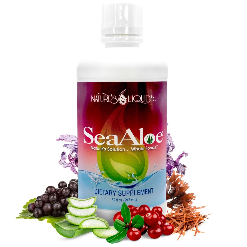 性質の液体-SeaAloeの液体の全食糧、(32 Oz)の液体のMultivitaminおよび鉱物の補足、アロエVera、海の野菜、Pau DのArco、消化のために、免疫サポート及び甲状腺機能- 1本のびん