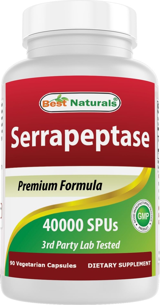 ベストナチュラルセラプターゼ 40000 SPU 90 Vcaps (90 カウント (パッケージ 1))