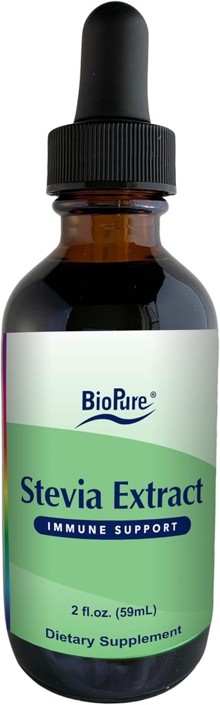 BioPure Stevia認定有機エキス - 免疫機能、微生物バランスと腸の健康をサポートするBioactive化合物と全葉ハーブチンキ - 2 fl oz