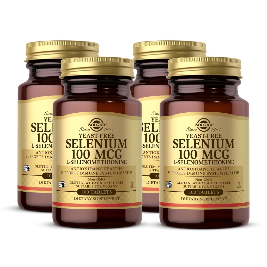 Solgar Yeast-Free Selenium 100 mcg - 100錠、4のパック - アンチオキシダント&免疫システム健康をサポート - 非GMO、グルテンフリー、乳製品無料、コーシャ - 400トータルサービス