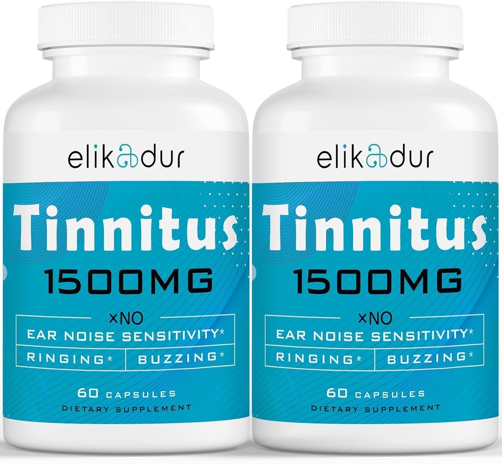 リング耳のための1500のMGのTinitus、耳のリングのためのTinitusの補足、Proprietaryの草のブレンド、女性人のための耳のTinitus、(60の帽子、2パック)