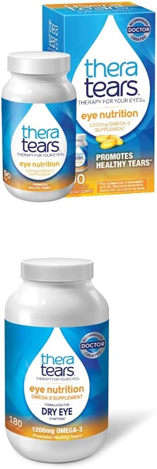 TheraTears 1200mg Omega 3 目の栄養のための補足、有機性Faxseed Triglycerideの魚油及びVIT E、Theraの涙1200mg Omega 3の補足、及びビタミンE、180の計算