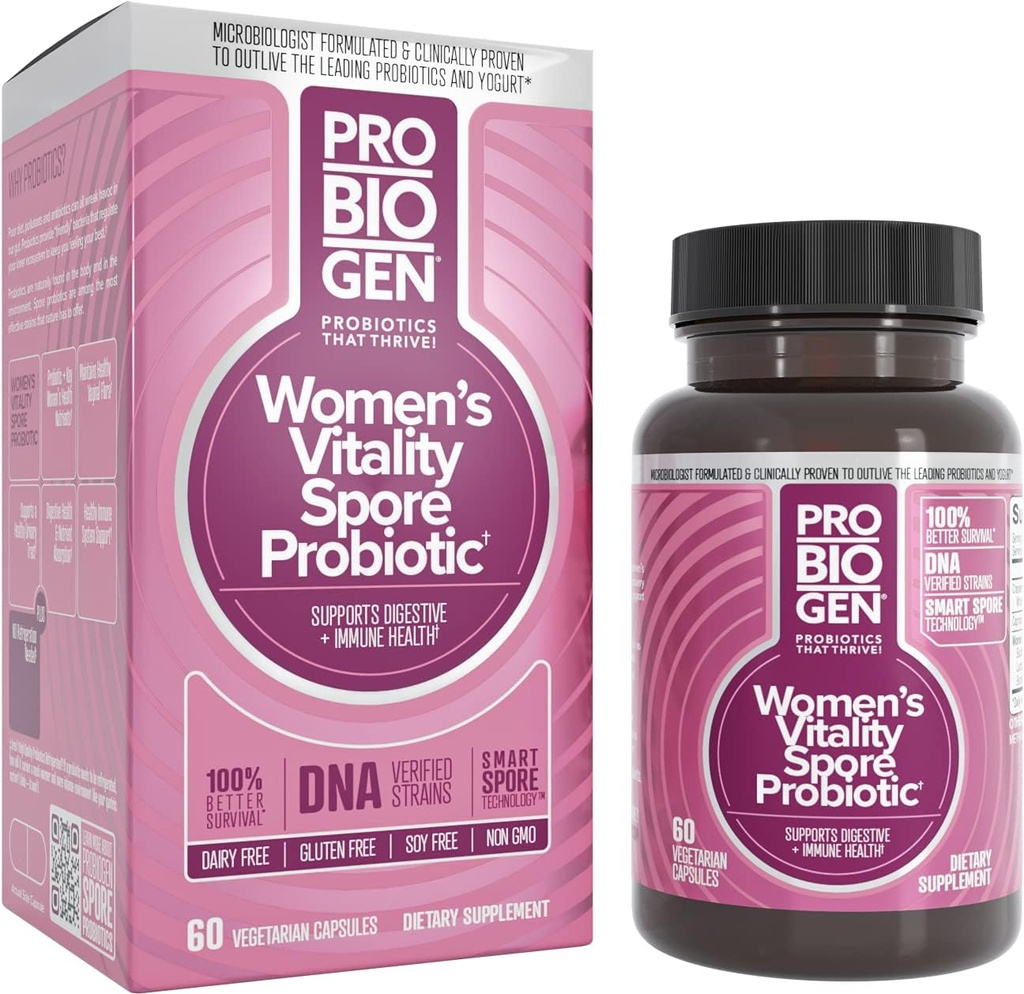 Probiogenの女性の毎日の補足、Vitality Probioticのスマートな胞子の技術、白、60の計算