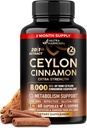 Ceylon Cinnamon Capsules - Extra Strength - Energy Heart & Metabolism Support for Men & Women - Pure Natural Cinnamon 20:1 Extract Supplement - GMO & Gluten Free - Made in USA - 60 Capsules 2 Month