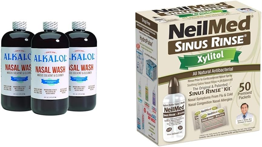 Alkalolの鼻の洗浄3のパック、XylitolのNeilMedのSinusのリンス キット-Nasalの輻輳、Dissolves Mucusの抗菌からの自然な救助