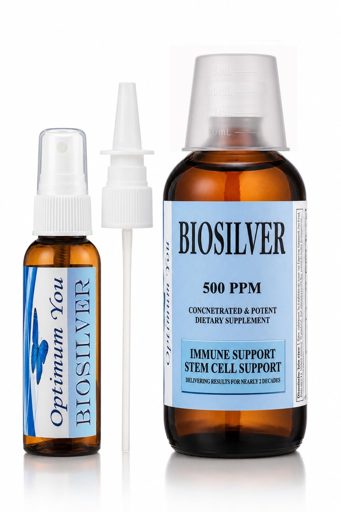 BIOSILVER | コロイドシルバー液 | 500 ppm 、 余分強度、スプレーボトル8 oz | 免疫・幹細胞サポート | 傷ケア・優れた治癒