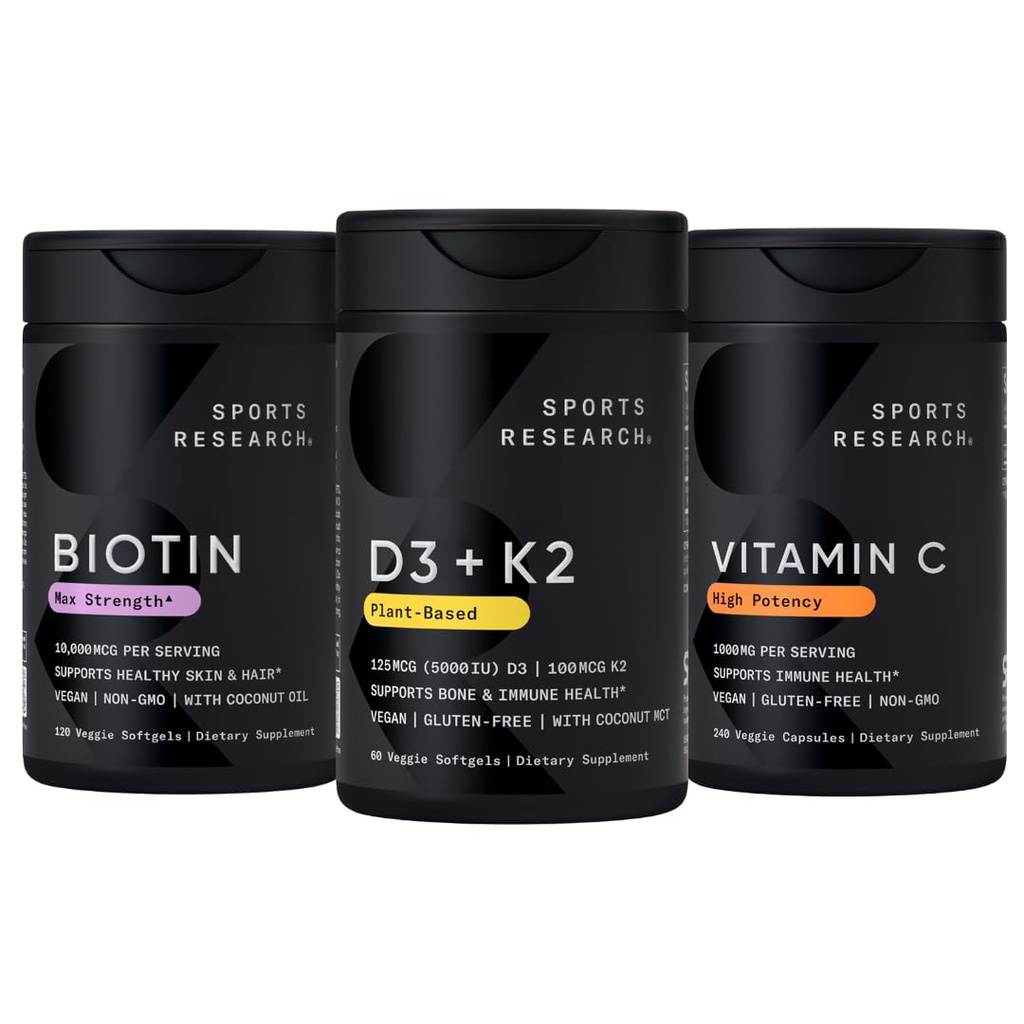 スポーツの研究のビタミンD3 5000iu K2 100mcg、ココナッツ油および高い効力のビタミンCの補足1000mgが付いているビーガンBiotin 10000mcg