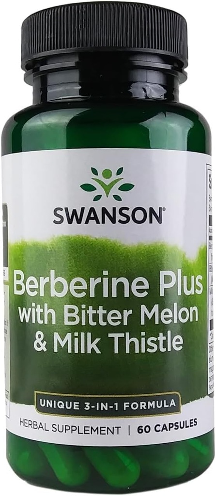 Swanson Berberine Plus with Bitter Melon & Milk Thistle - 3-in-1フォーミュラ60キャップ
