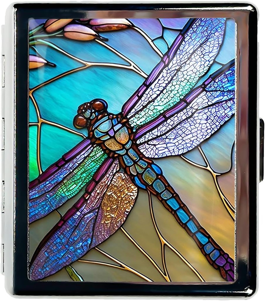 旅行の丸薬のオルガナイザーの財布のための小さい丸薬の箱 必須のための 7 日 ミラーが付いているかわいい丸薬箱 ポケットまたは財布の丸薬は旅行ギフト(芸術の Dragonfly のステンド ガラス)を含んでいます