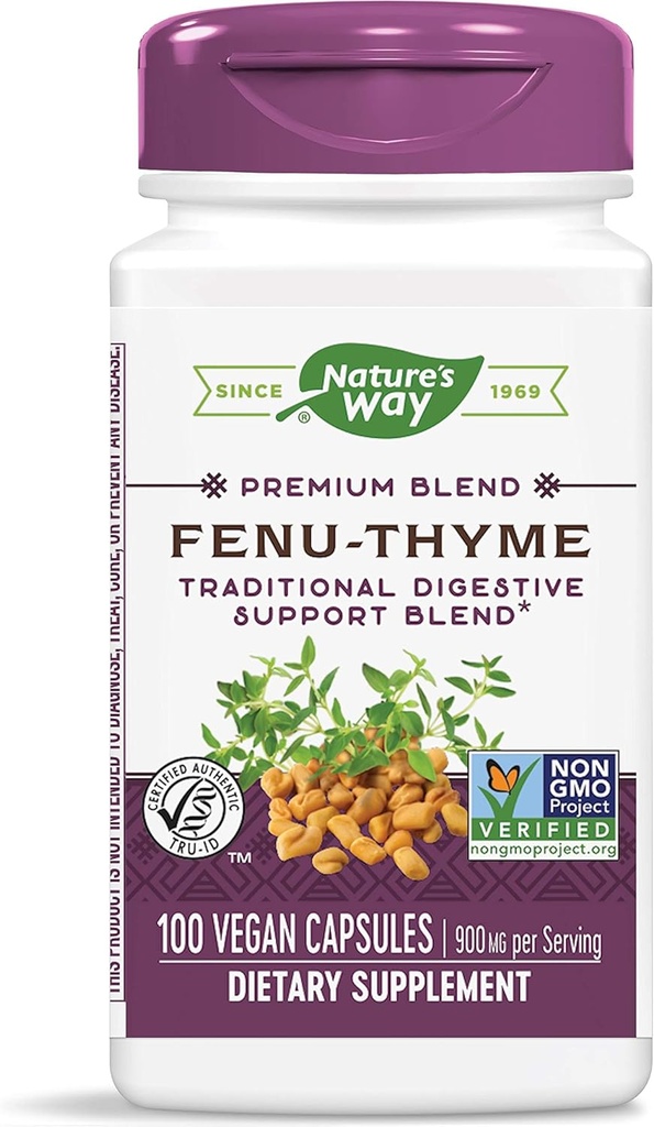 Nature's Way Fenu-Thyme - 伝統的な消化器系サポートブレンド* - 900mgのタイム&フェヌグリーク/ 2カプセルサービング - 非GMOプロジェクト検証済み&乳製品無料 - 100ビーガンカプセル