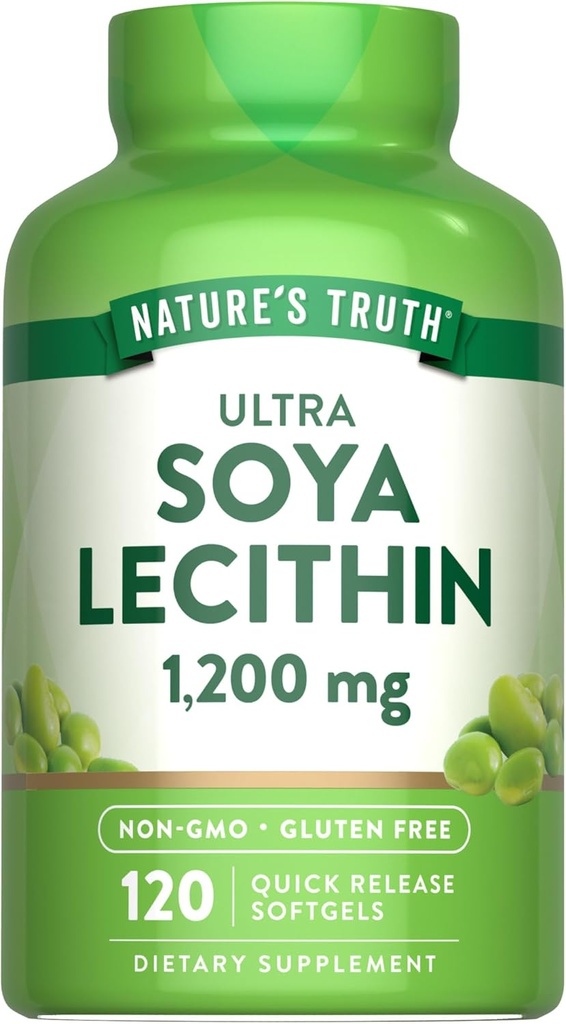 Nature's Truth Ultra Soy Lecithin 1200 mg | 120 Softgels | Non-GMO、グルテンフリーサプリメント
